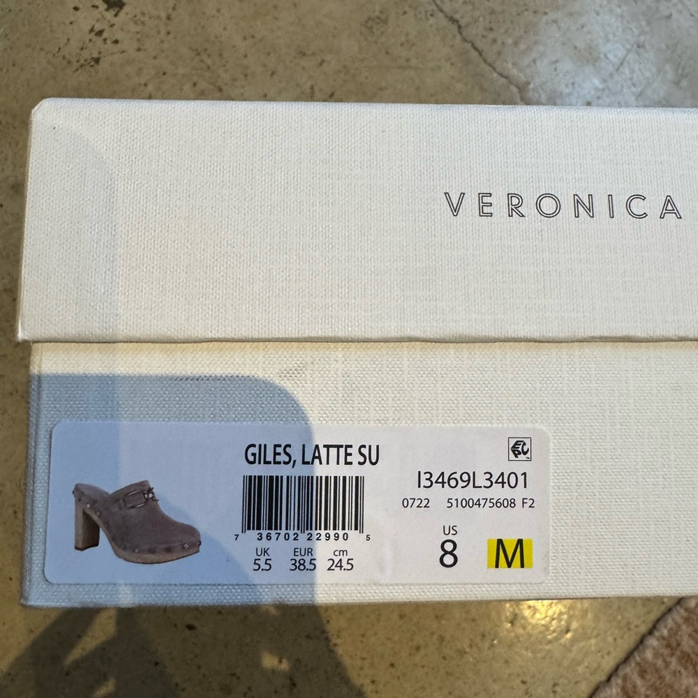 EUC Veronica Beard Giles suede studded platform clogs, color: latte, size 8 - Picture 10 of 12
